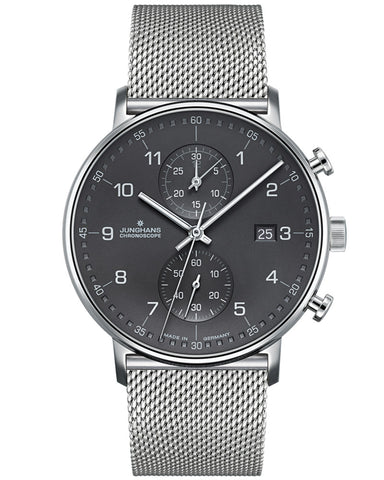 Junghans Form C Chronoscope Watch 041/4877.44 Matte Anthracite / Stainless Steel Band