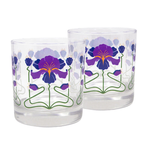 Art Nouveau Purple Iris DOF Glasses (Set of 2)