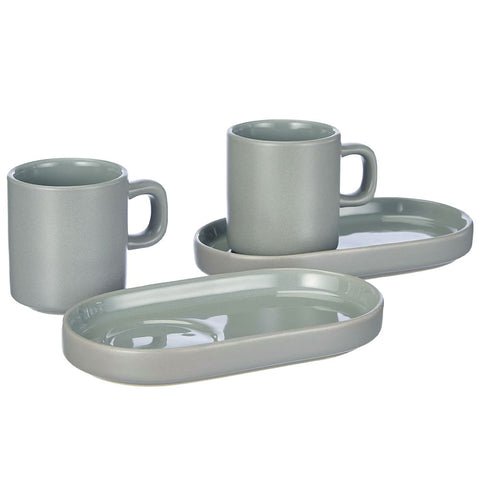 Blomus Pilar Stoneware Espresso Cups With Trays Set of 2