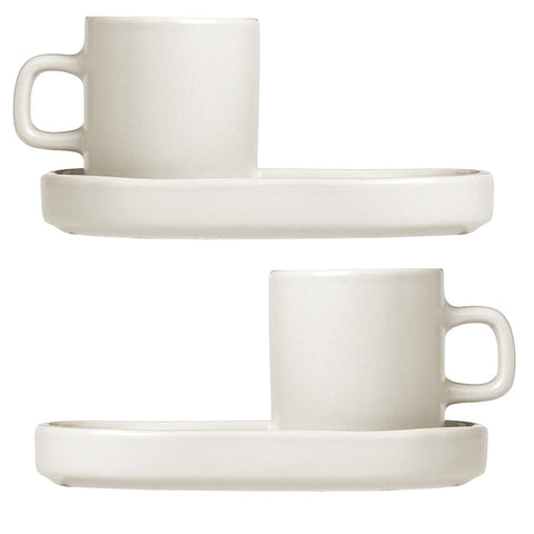 Blomus Pilar Stoneware Espresso Cups With Trays Set of 2