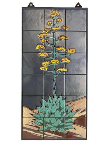 Carly Quinn Century Plant on Silver Tile Mural 18" x 36"