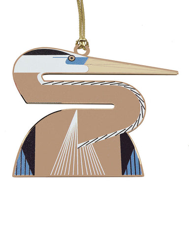 Charley Harper Heron Brass Ornament Adornment