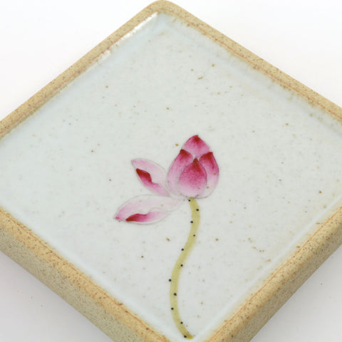 Gohobi Hand-Painted Ceramic Floral Coasters (Set of 2)