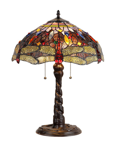 Arts & Crafts “Dragan” Stained Glass Table Lamp