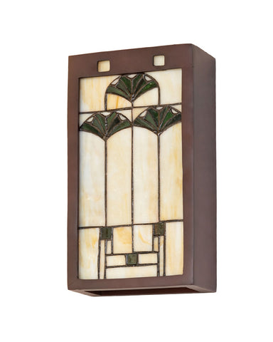 Arts & Crafts Ginkgo Stained Glass Wall Sconce