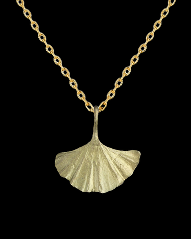 Ginkgo Leaf Bronze Patinated Pendant Necklace by Michael Michaud