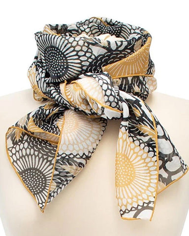 Japanese Chrysanthemum Silk Chiffon Scarf