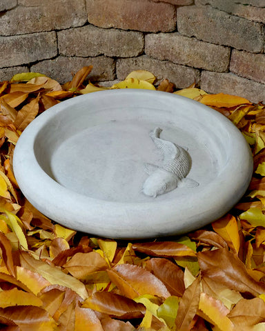 Koi Pond Cast Stone Bird Bath