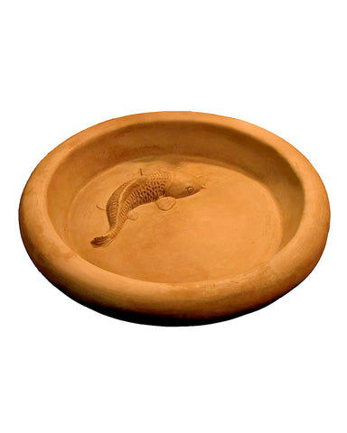 Koi Pond Cast Stone Bird Bath Terra Cotta