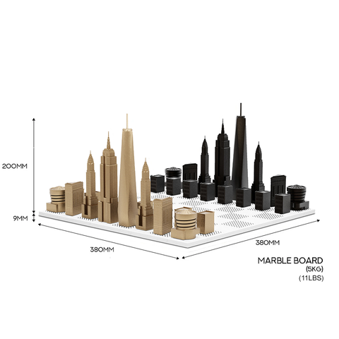 NYC Skyline Chess Set - Luxury Bronze/Marble Board