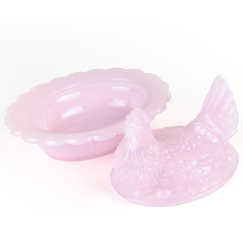 Mosser Glass Hen on Nest - Tuscan Pink