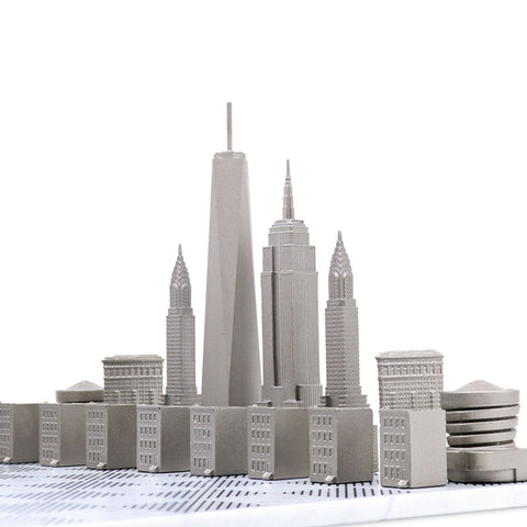 NYC Skyline Chess Set - Stainless Steel/Marble Board