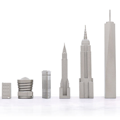 NYC Skyline Chess Set - Stainless Steel Pieces