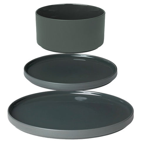 Blomus Pilar 3-Piece Dinner Stoneware Set - Agave Green