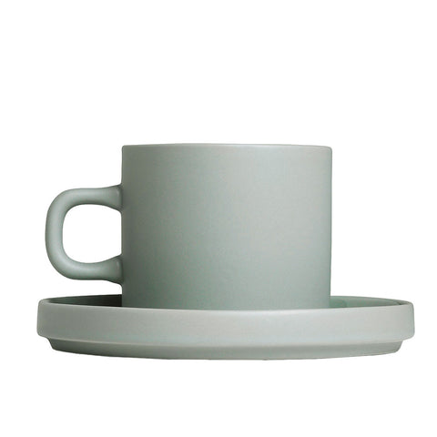 Blomus Pilar Stoneware Coffee Cup With Saucer Mirage Grey