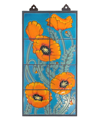 Carly Quinn Poppies on Seasmist Tile Mural 12" x 24" - Left