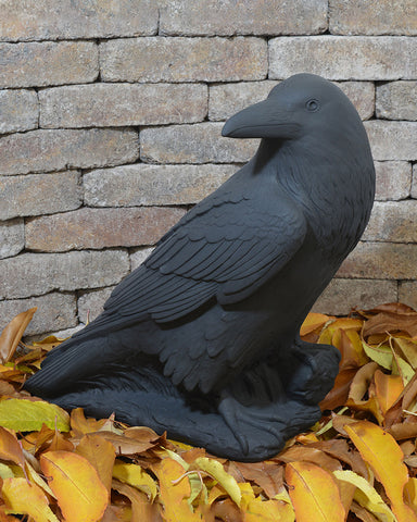 Large Raven Cast Stone Garden Statue