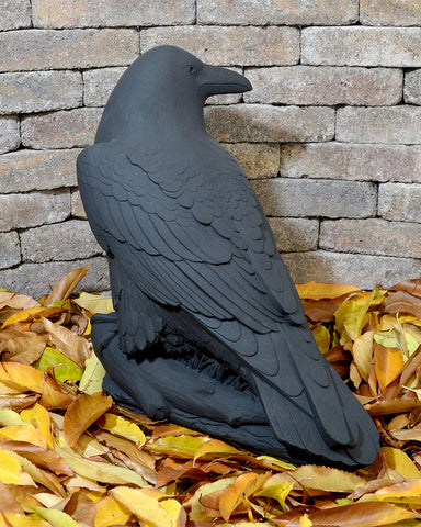 Large Raven Cast Stone Garden Statue