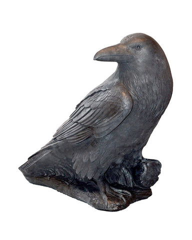 Large Raven Cast Stone Garden Statue