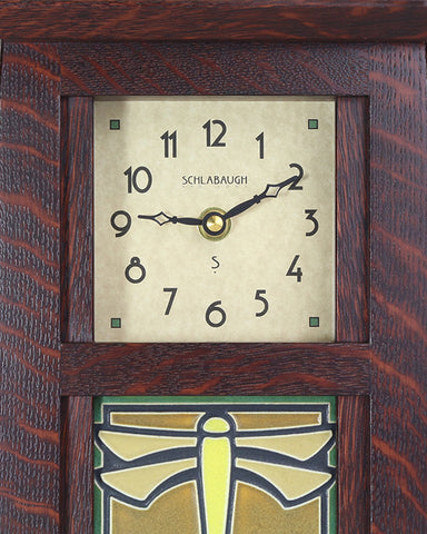 Craftsman Motawi Dragonfly Green Tile Mantel Clock