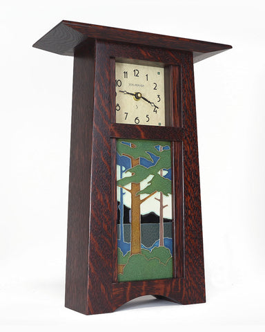 Craftsman Motawi Pine Landscape Tile Mantel Clock