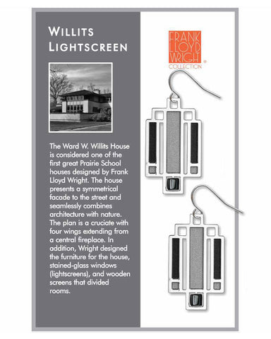 Frank Lloyd Wright Willits Light Screen Black Enamel Earrings