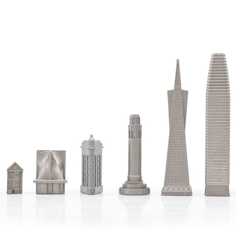 San Francisco Skyline Chess Set - Stainless Steel Pieces