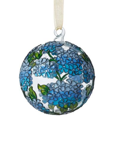 Tiffany Hydrangeas Cloisonné Blown Glass Ornament