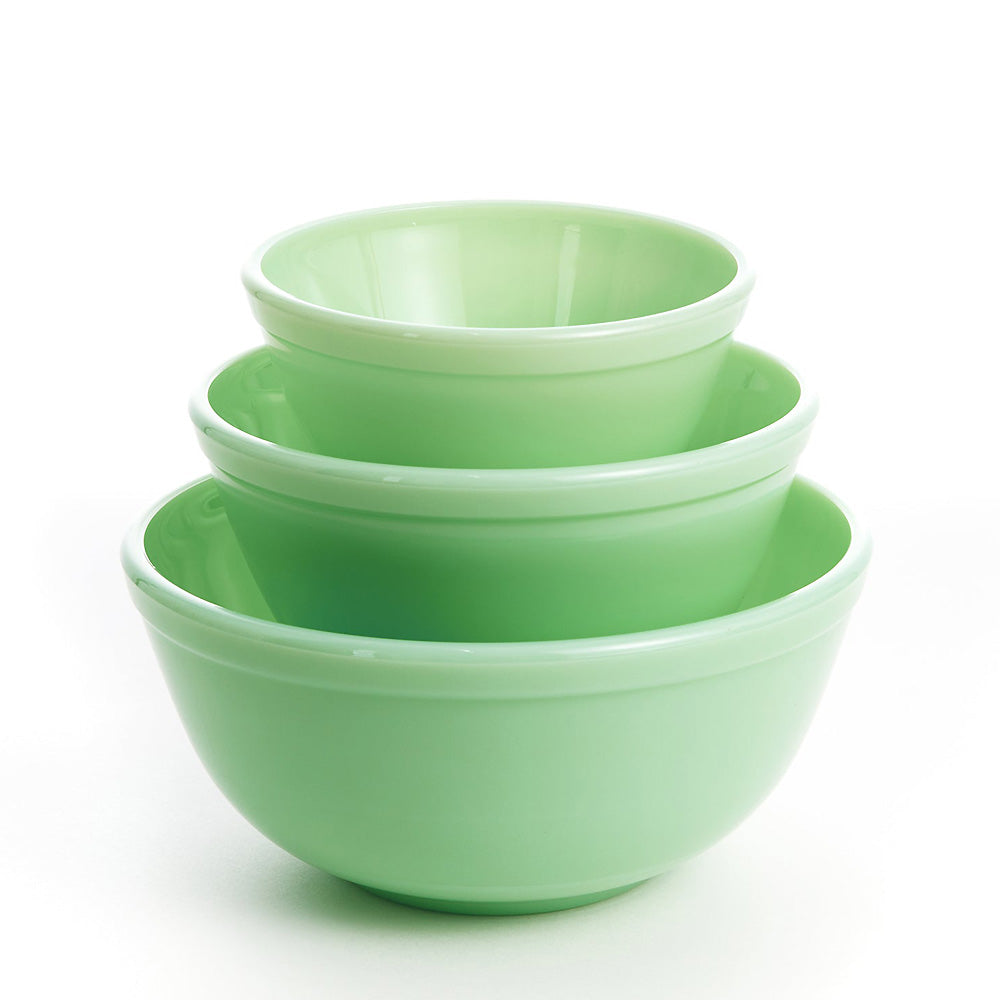 Mosser Glass Jadeite Green Vintage Mixing Bowl Set