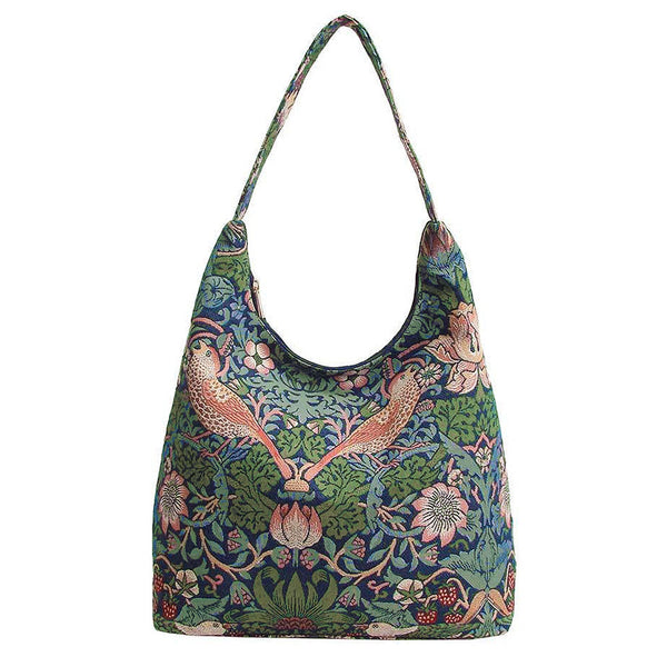 William Morris Strawberry Thief Blue Tapestry Hobo Shoulder Bag ...