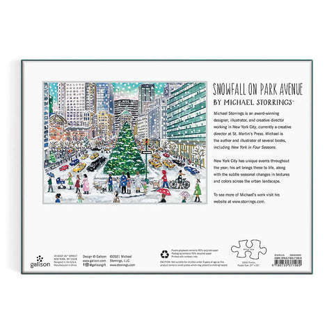 Snowfall Park Ave by Michael Storrings 1000 Piece Jigsaw Puzzle Box back